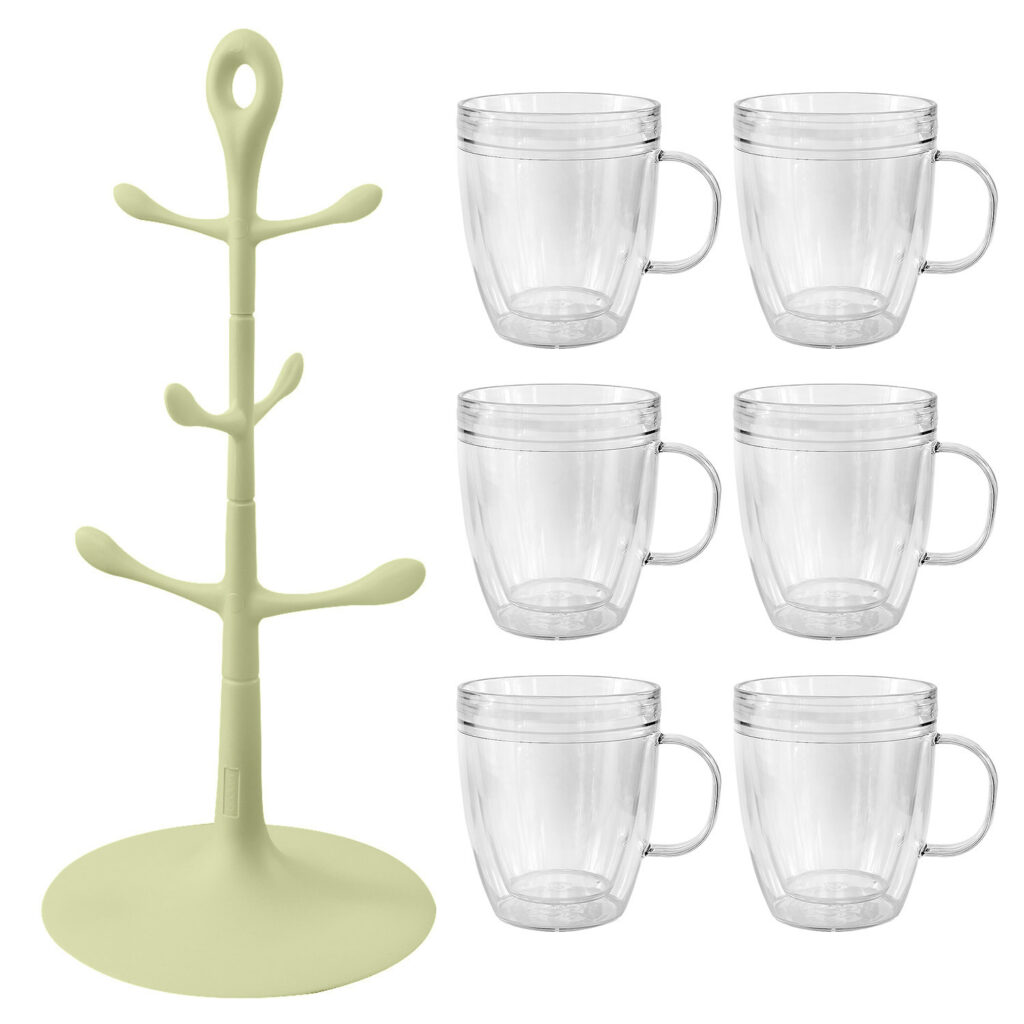Pistachio Bodum Mug Tree With 6 Double Walled Shatterproof BPAFree