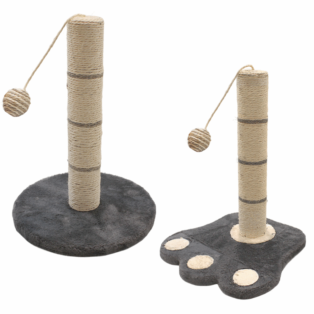 Cat Scratching Post with Hanging Ball Toy – Round or Paw Base Design